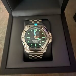 Victorinox Stainless Steel Dive INOX Watch with Black Dial and Red Accents